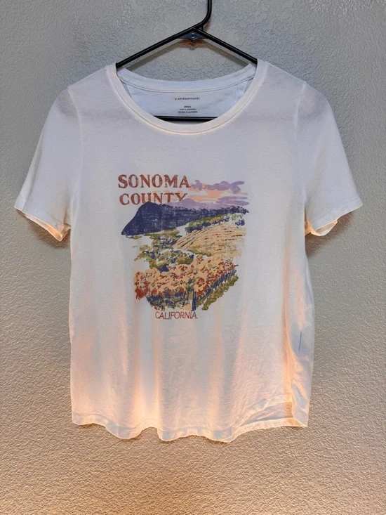 Anthropologie Sonoma County Graphic Tee Women’s S 100% Cotton - Picture 2 of 6